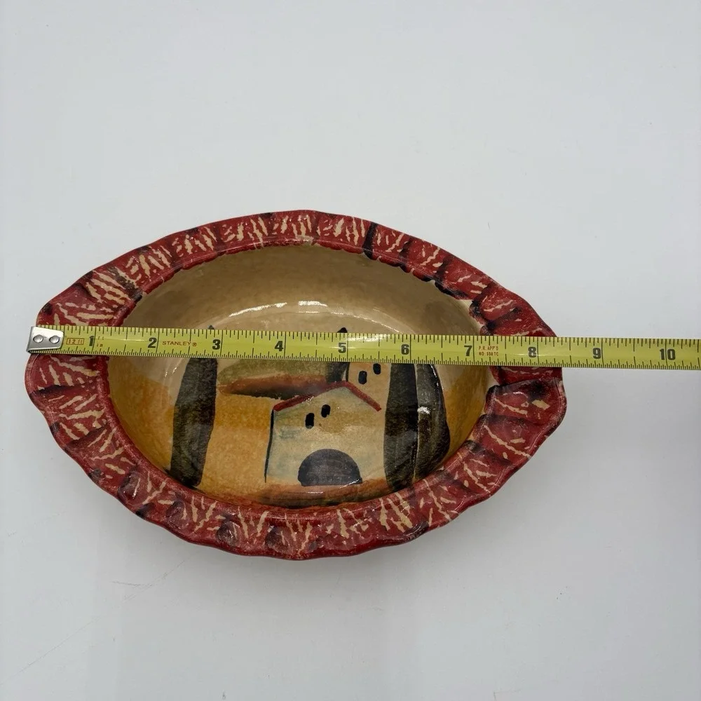 ITALICA ARS Hand Painted Pottery 8-1/2‎ x 6 Oval Oven Bowl, Italy